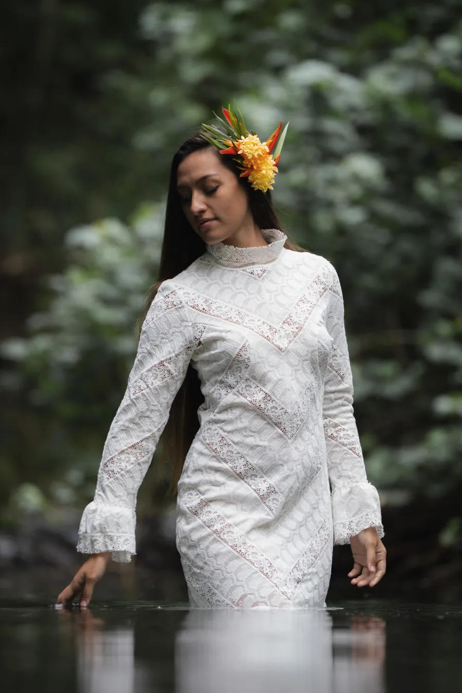 Portrait féminin en Polynésie